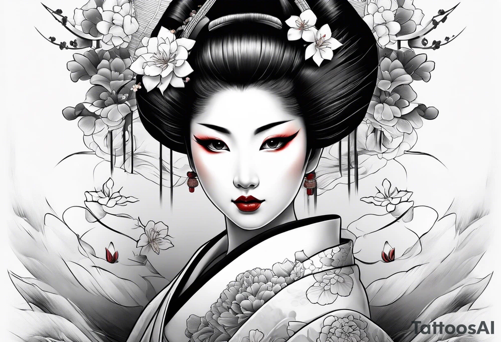 geisha girl traditional tattoo idea
