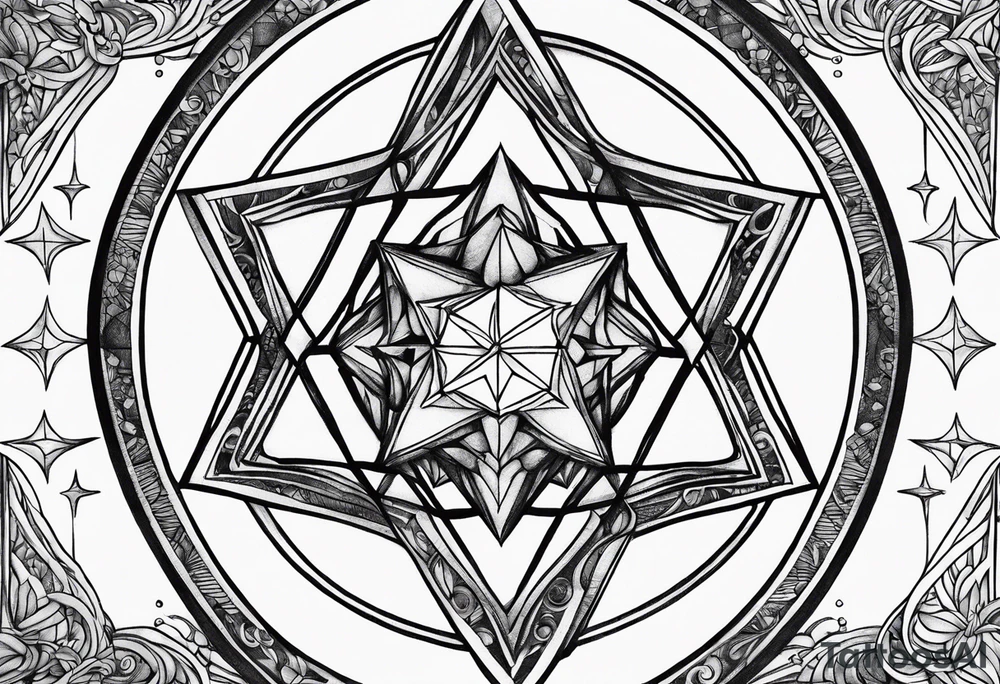Tesseract and stars tattoo idea
