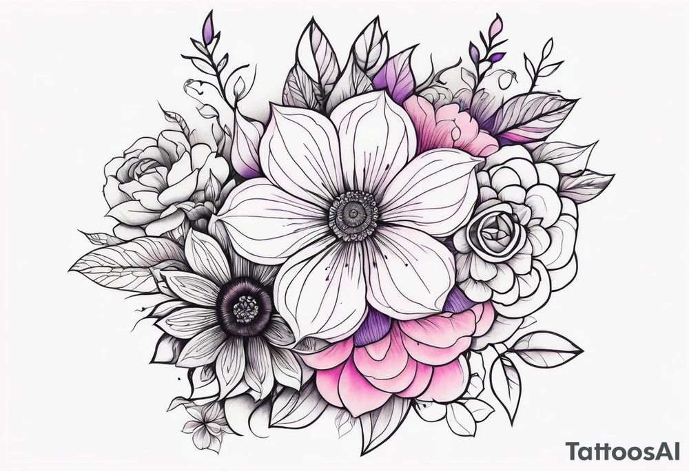Bright, colorful, lots of pinks and purples flower arm tattoo tattoo idea