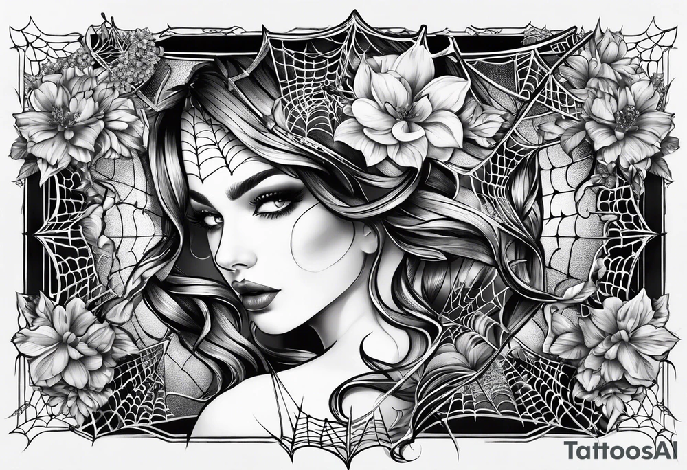 Spiderweb feminine garden tattoo idea