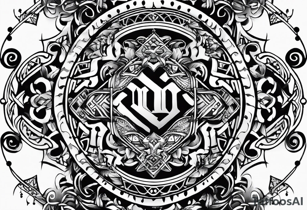 scottish bracelet tattoo with MKB tattoo idea