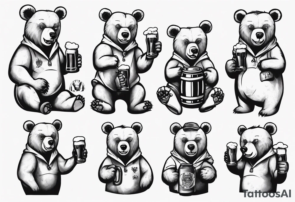bear with a beer tattoo idea