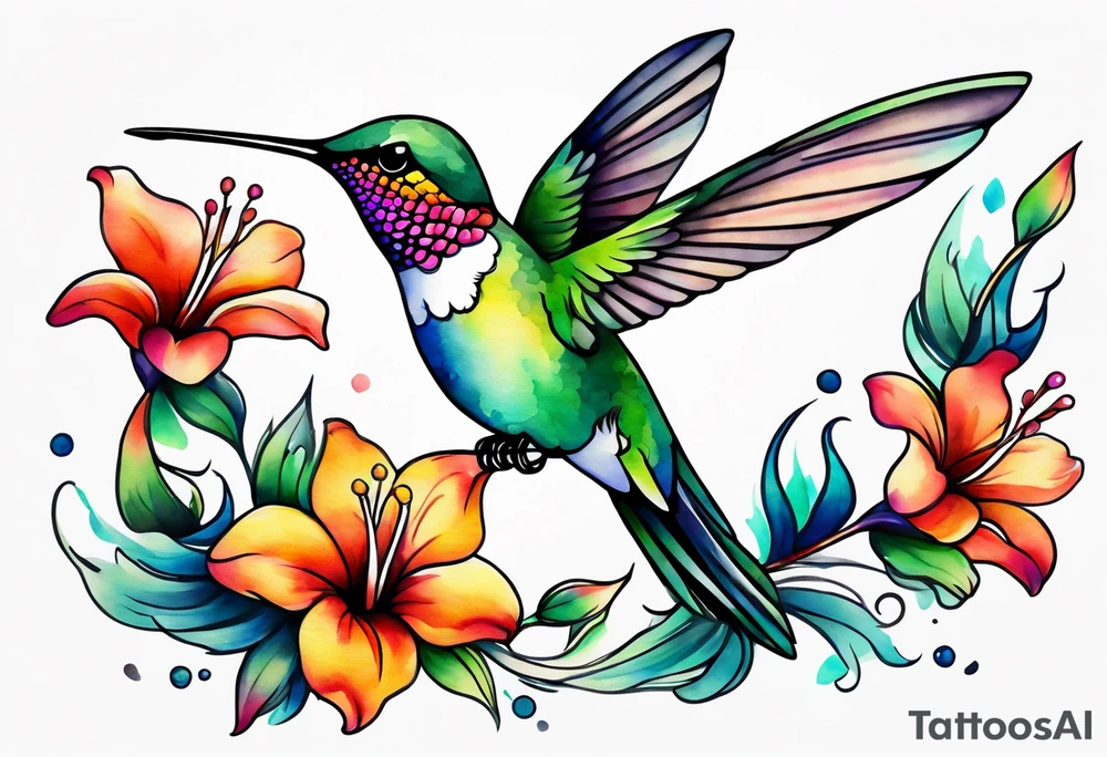 small hummingbird tattoo watercolor tattoo idea