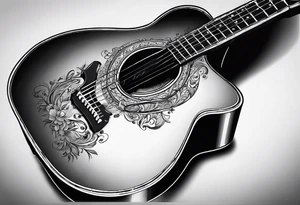 sketch the words "suffer no fool" on an old beat up acoustic guitar tattoo idea