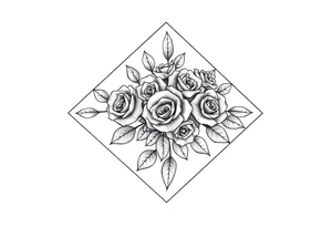 Small Roses with NO LEAVES fully filling up the inside of an lateral elongated diamond shape tattoo idea