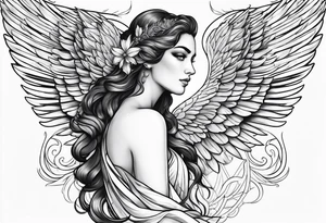 Greek goddess iris with wings coming from her back tattoo idea