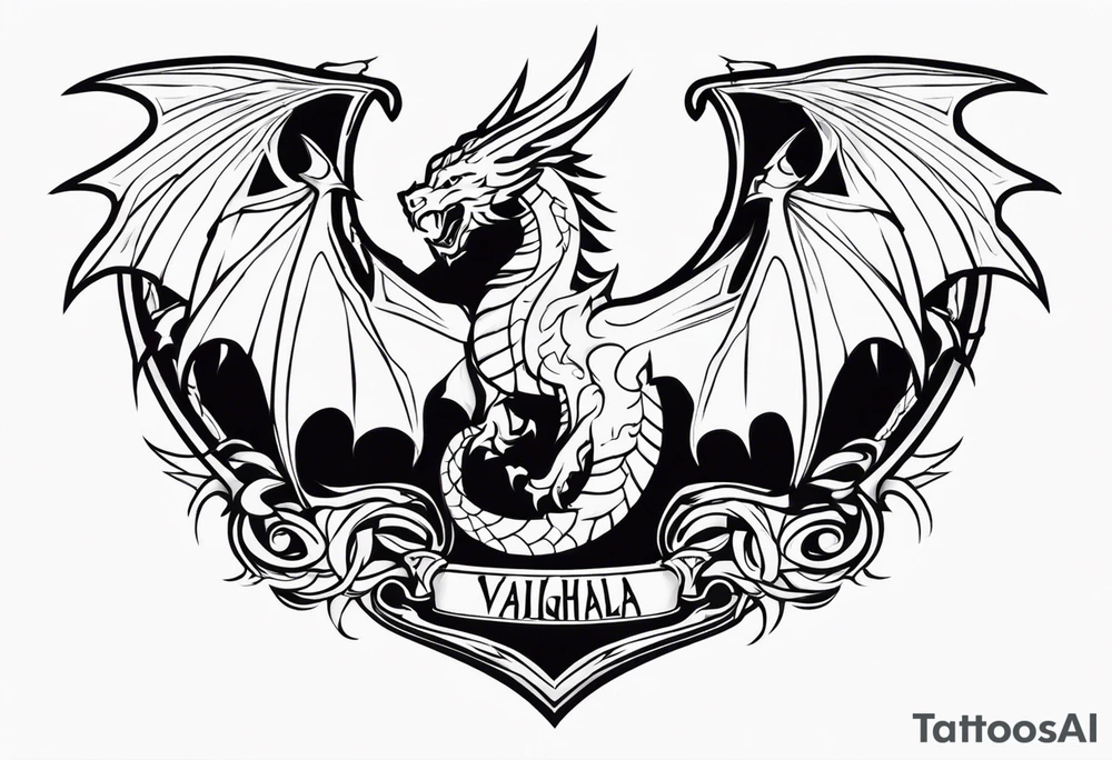 Valhalla fire sword shield dragon tattoo idea