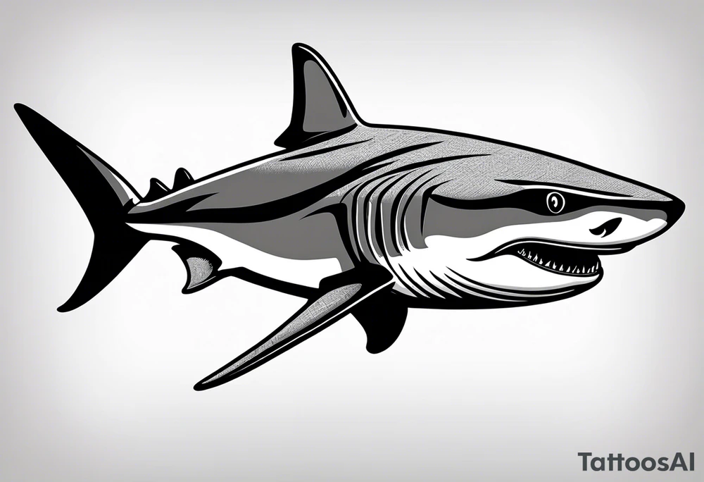 tiger shark with cool texture pattern top view tattoo idea
