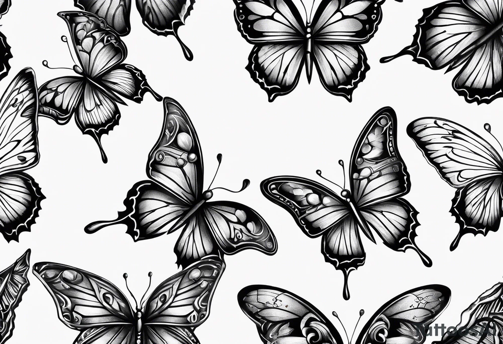 Butterflys and a knife tattoo idea