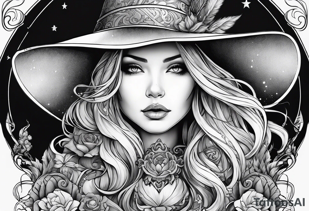 witch mystical tattoo idea
