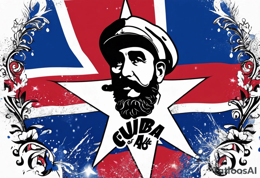 Make a tattoo a cuban flag that demonstrates the love and pride of my origins with fidel castro tattoo idea