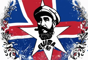 Make a tattoo a cuban flag that demonstrates the love and pride of my origins with fidel castro tattoo idea