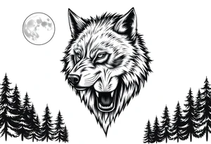 werewolf,moon,forest. tattoo idea