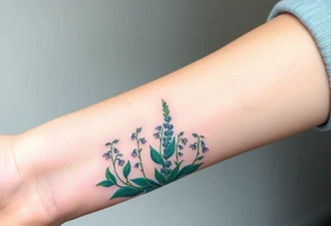 Lilly of the vally bell plants on the ground underneath a blooming hawthorn tree tattoo idea