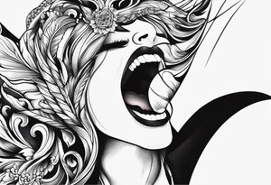 two hands wrapped around a white, shiny tooth tattoo idea