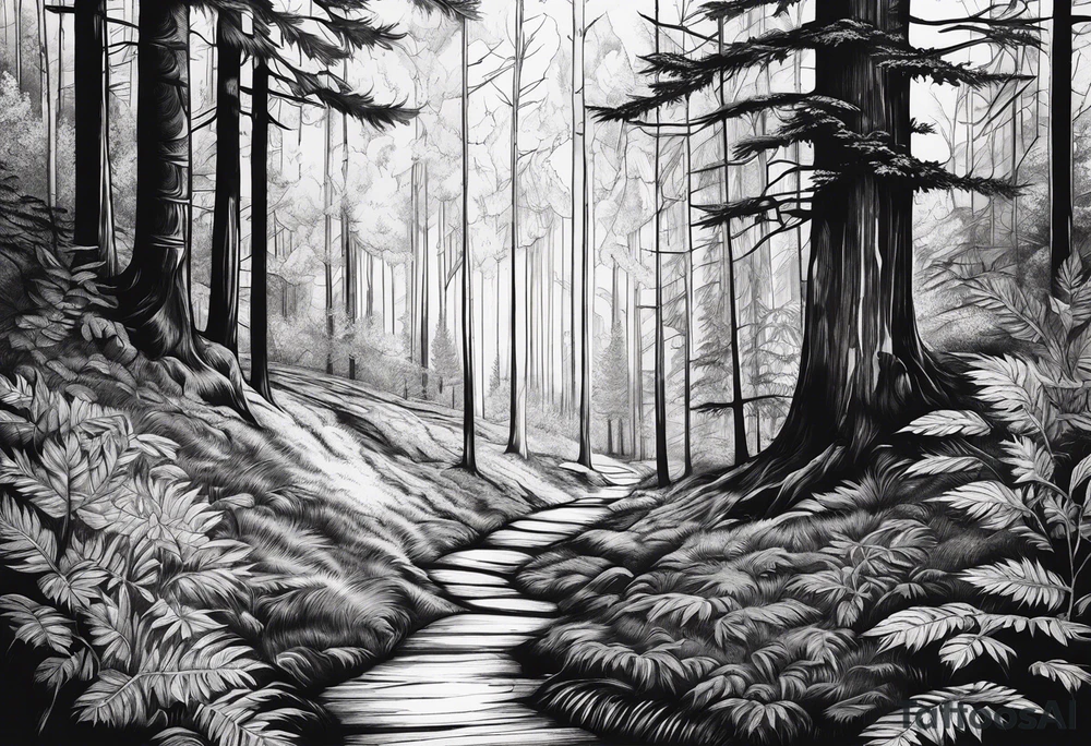 shadowy forest tattoo idea