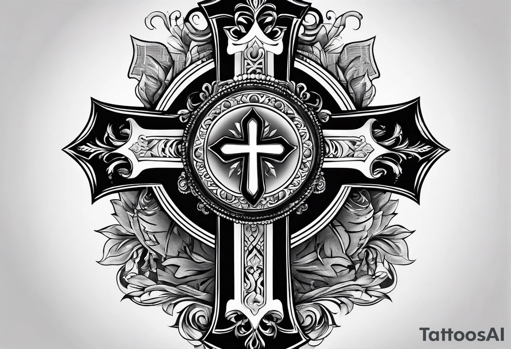 Black cross with trust tattoo idea