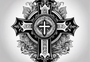 Black cross with trust tattoo idea