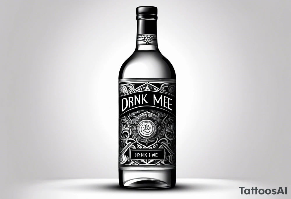 A bottle with a sign that says "drink me" tattoo idea