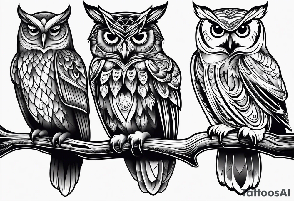 Owl family tattoo idea