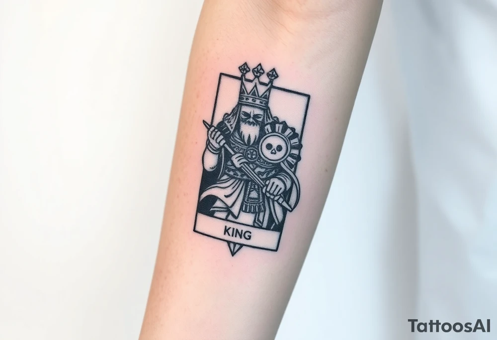 King's card as a warrior, more realistic tattoo idea