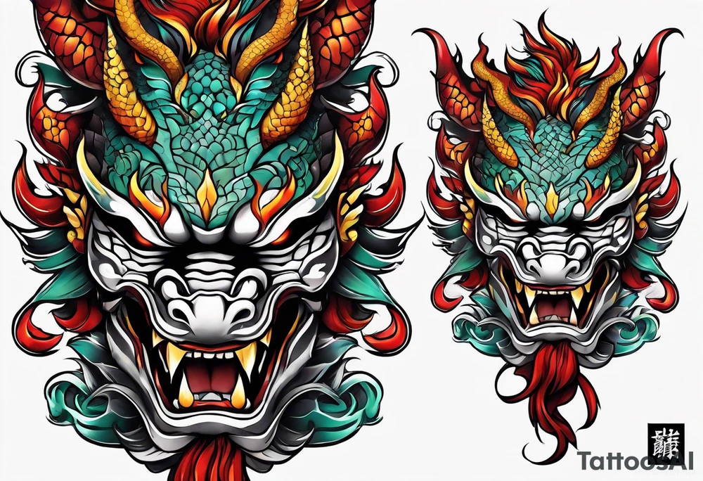 firedragon mask tattoo idea
