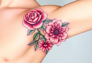 Rose and Chrysanthemum bouquet tattoo tattoo idea