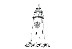Lighthouse with coat of arms incorporated into the light tattoo idea