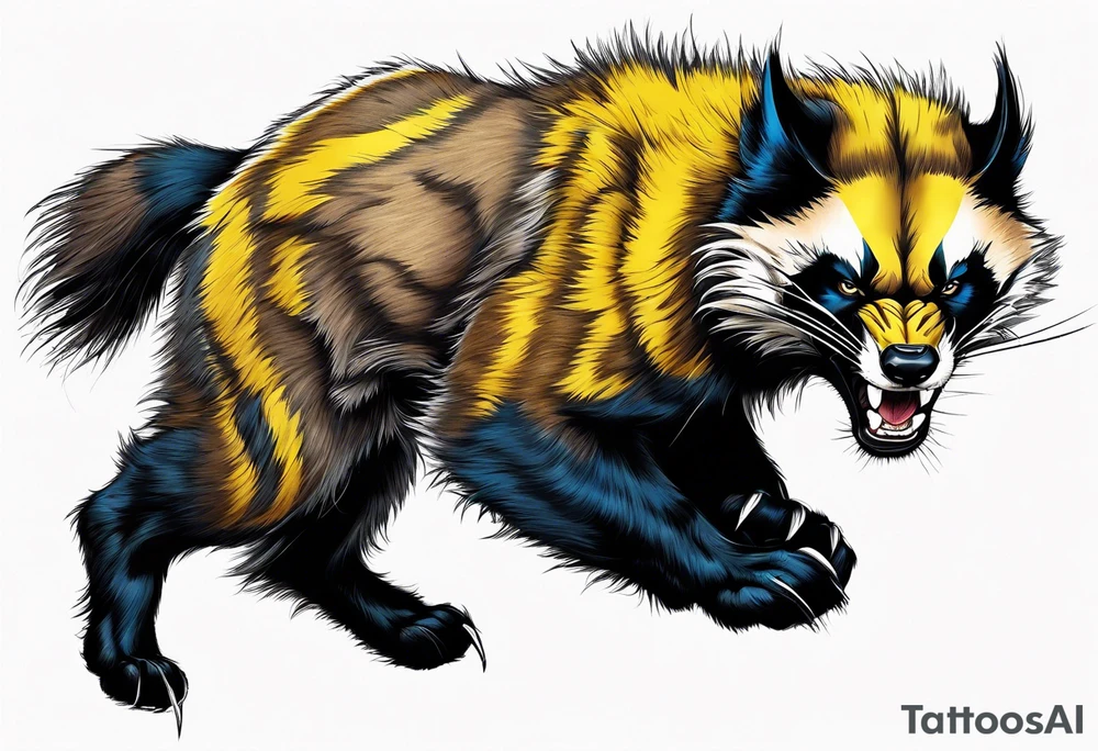 Wolverine animal runnig tattoo idea