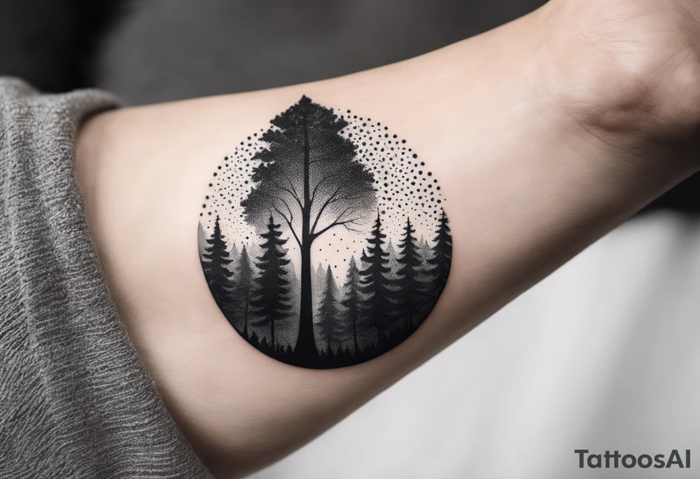 forest, abstract, on hand, no people tattoo idea