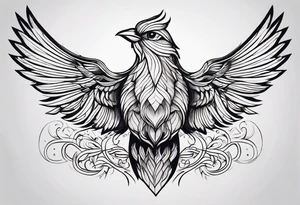 five long lines becoming shorter when the last line breaks in to a simple bird shape tattoo idea