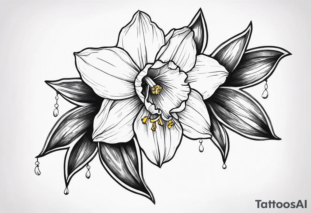 Daffodil birth flower chain tattoo idea