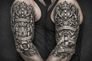 Crests of Amsterdam and Braga and New Brighton tattoo idea