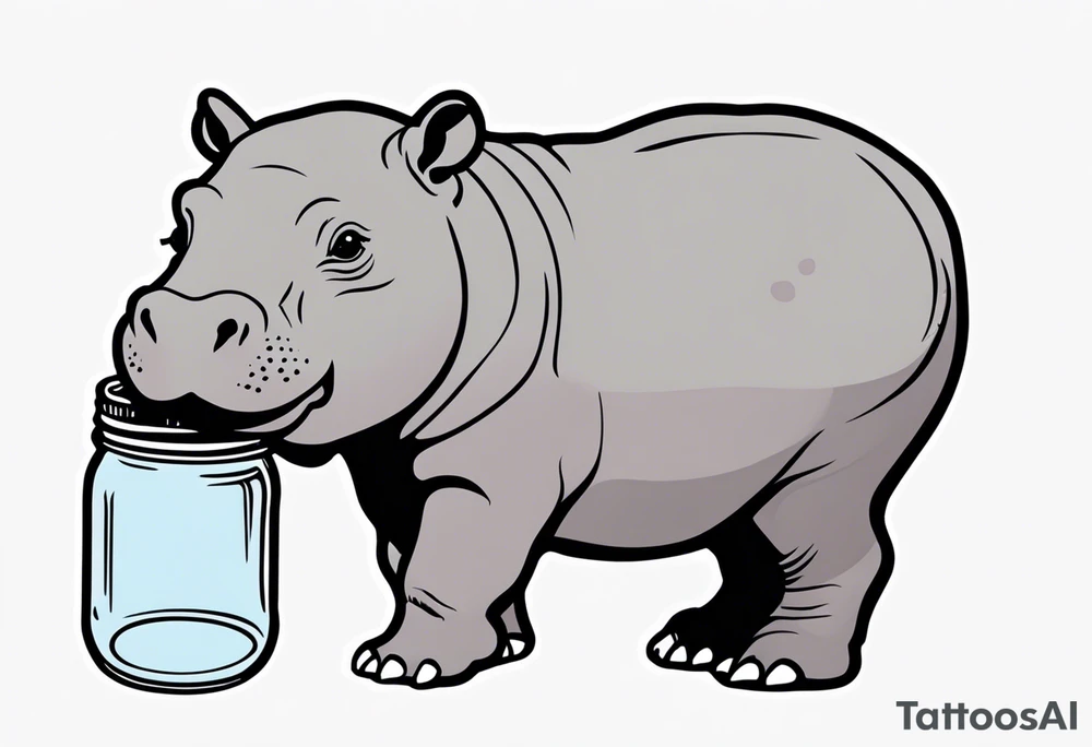 Baby hippo with Mason jar tattoo idea