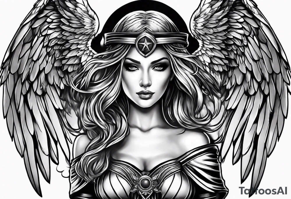 Female dark angel tattoo idea