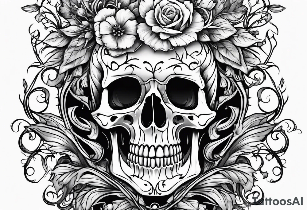 Full Skeleton wrapped in vines tattoo idea