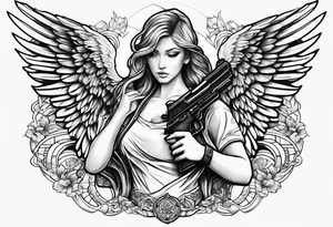 Angel with gun tattoo idea