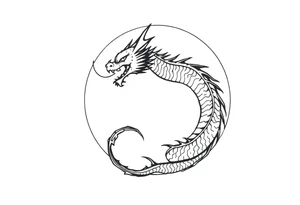 Beautiful asian dragon in the shape of a circle, eating its own tail tattoo idea