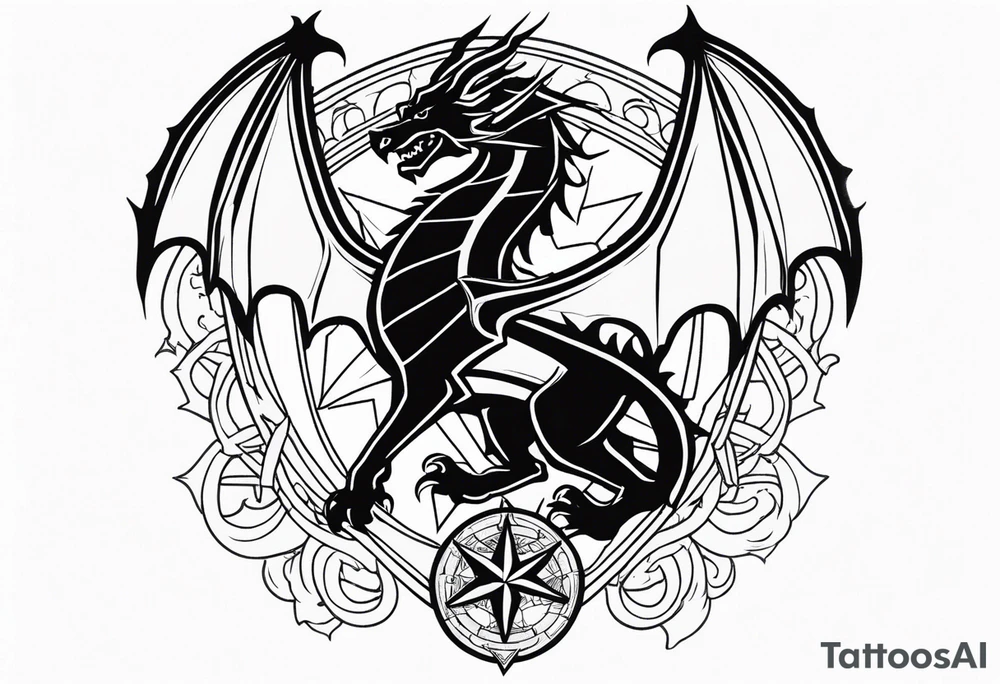 Welsh dragon holding a texas star as a shield tattoo idea Welsh dragon holding a texas star as a shield tattoo idea