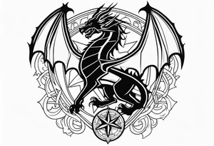 Welsh dragon holding a texas star as a shield tattoo idea