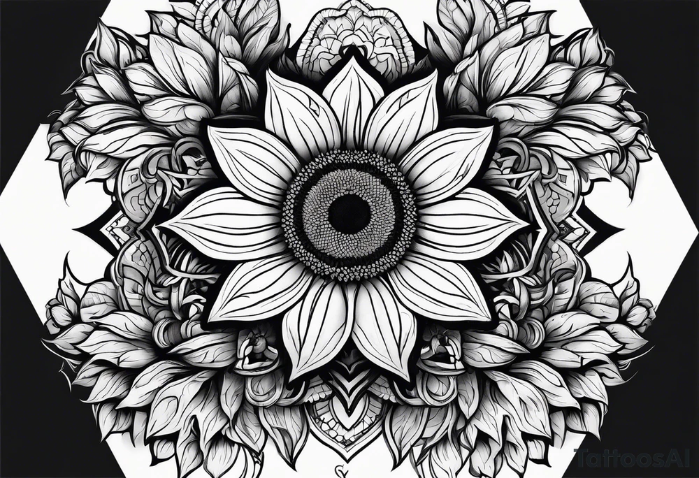sunflower with madala tattoo idea