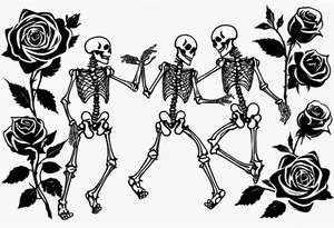Dancing skeleton on a rose tattoo idea