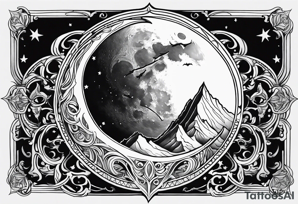 Gothic moon tattoo idea