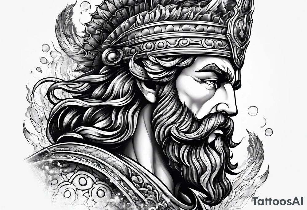 Poseidon mit beetenden Händen tattoo idea