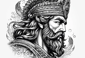 Poseidon mit beetenden Händen tattoo idea