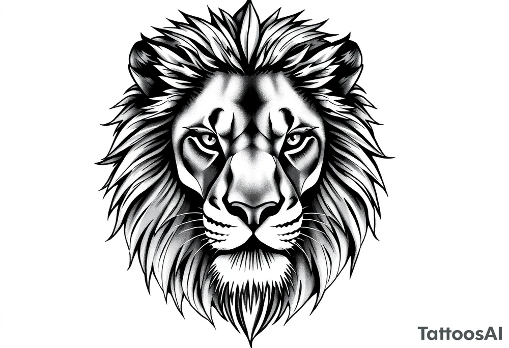 powerful majestic lion, close-up tattoo idea