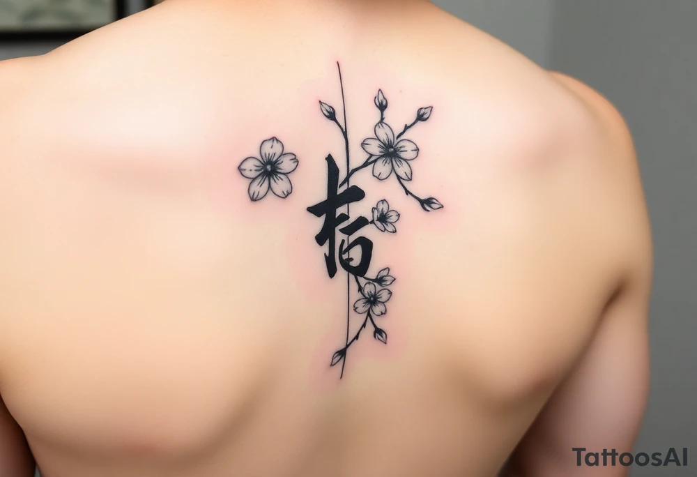 im putting this on the side of my forearm. can you sketch this vertically "猿も木から落ちる" and draw some cherry blossoms intertwining or vines. Can you also make a version where theres a cherry blossom in one corner and another one in another corner tattoo idea