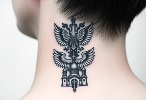 Top: Russian star 
Middle: russian double-headed eagle coat of arms
Bottom: Orthodox church dome with a cross tattoo idea