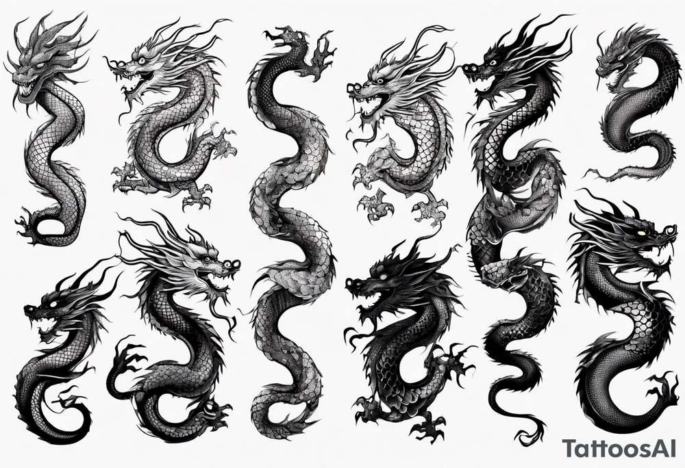 long chinese dragon with scales tattoo idea