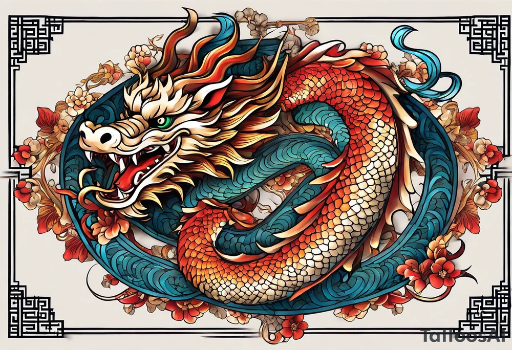 I want to make 12 Chinese zodiac animals in such a way that they give out the shape of the dragon.
It would start with a dragon and end with a snake. tattoo idea